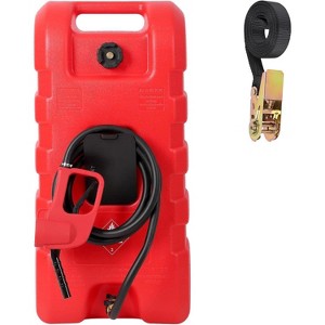 15 Gallon Rolling Fuel Caddy with 10ft Hose and Siphon Pump, Gas/Diesel Transfer Tank on Wheels for Cars Boats ATVs Mowers, Shut-Off Valves - 1 of 4