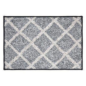 Frayed Lattice Creme & Black Bathmat 20x30 - 1 of 3