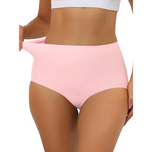 Allegra K Women's Elastic High-waisted Unlined Breathable No Show Hipster  Underwear Mid Pink Large : Target