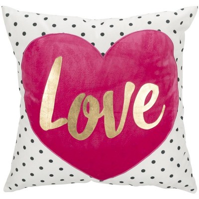 Pure Love Pillow - White/Pink - 16"X16" - Safavieh