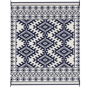 NAYSAYE 8’ x 10’ Reversible Outdoor Patio Rug Portable Camping Area Mat Waterproof Carpet for Backyard Porch Picnic, Blue and White - 1 of 4
