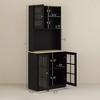 NicBex 72 Inch Kitchen Pantry Storage Cabinet with Hutch,3 Glass Doors and Adjustable Shelves for Dining Room,Bathroom,Kitchen - 3 of 4