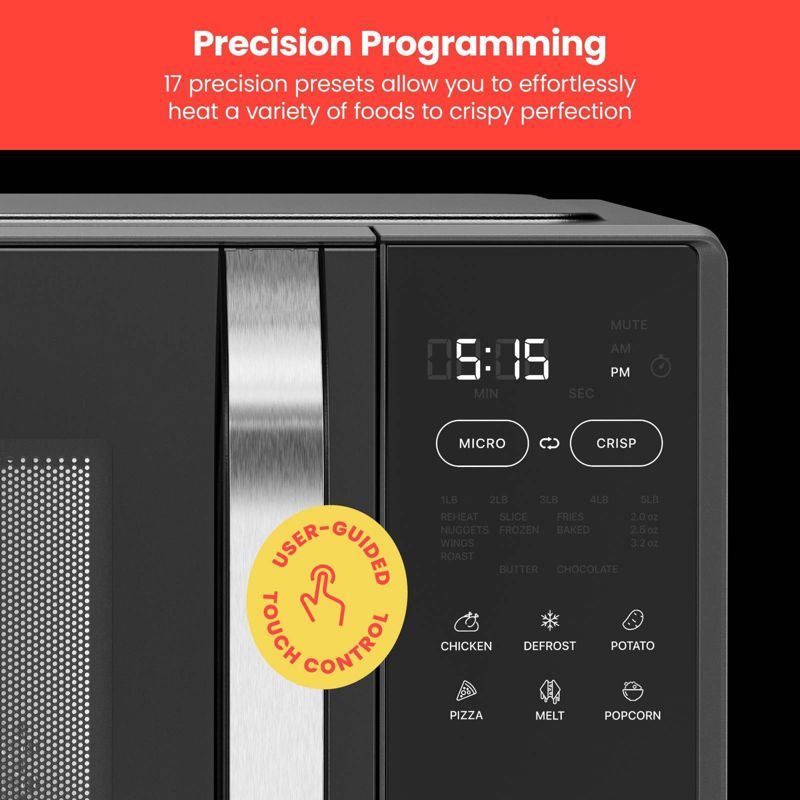 Chefman MicroCrisp 1.1 cu ft 1000W Microwave Oven with Crisp Function - Black, 5 of 9