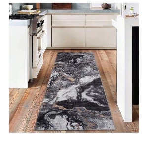 Soft Modern Abstract Boho Area Rug, Washable Non-Slip Faux Wool Vintage Carpet for Living Room & Bedroom,Handmade Machine Washable Rug - 1 of 4