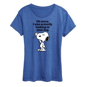 Women's - Peanuts - Looking At Your Dog Short Sleeve Graphic T-Shirt - 1 of 4