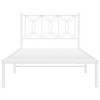 vidaXL White Metal Bed Frame with Headboard – Single Bed Frame with Storage Space, Steel Slats and Legs, 81.5" x 41.3" x 35.4" - 3 of 4