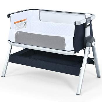 Costway Baby Bassinet Bedside Sleeper w/Storage Basket & Wheel for Newborn