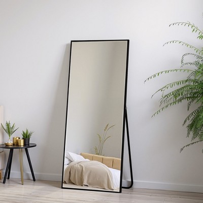 VYNXARIA 57"x20" Arched Full-Length Mirror - Gold Aluminum Frame, Wall-Mountable or Freestanding