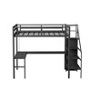 NicBex Full Size Bunk Bed with "L" Shape Desk Metal Frame Bed Frame with Storage Stairs, Cabinet, Guardrails and Adjustable Shelf, Black - 3 of 4