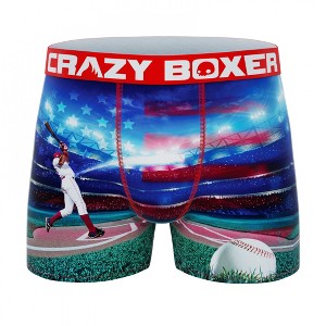 Mens Crazy Boxer Baseball Home Run Shot Scene Boxer Briefs - 1 of 4