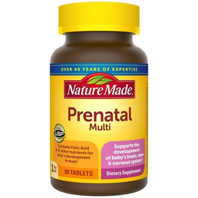 Nature Made Prenatal Tablets with Folic Acid - Iron - Iodine & Zinc - 90ct