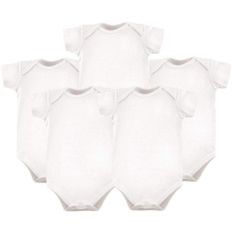 Luvable Friends Cotton Bodysuits 5pk, White, 1 of 3
