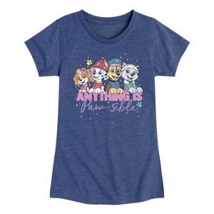 Girls' - Paw Patrol - Marshall Chase Everest Skye Anything Is Paw-Sible Fitted Short Sleeve Graphic T-Shirt - 1 of 4