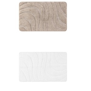 Unique Bargains Microfiber Bathroom Floor Geometry Absorbent Non-Slip Washable Mats 2 Pcs - 1 of 4