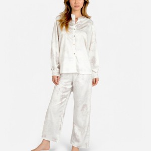 Anna-Kaci Lounge Women's Toile Print Button Up Pajama Set with Long Sleeve Top and Elastic Waist Drawstring Pants - 1 of 4