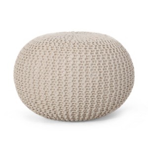 Abena Modern Knitted Cotton Round Pouf - Christopher Knight Home - 1 of 4