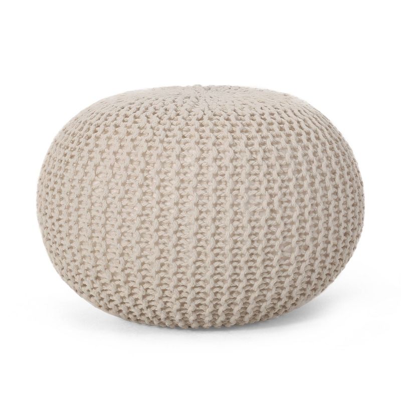 Abena Modern Knitted Cotton Round Pouf - Christopher Knight Home, 1 of 13