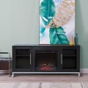 Lainey 54" TV Stand for TVs up to 65" with Electric Fireplace Black/Silver - Teamson Home: Modern Media Console with Storage - 3 of 4