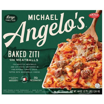 Michael Angelo&#39;s Large Family Size Frozen Baked Ziti with Meatballs