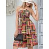 LA LEELA Women's Summer Boho Beach Smocked Mini Swing Dress Tube Top Strapless Dresses for Women One Size Varicolor, Stripes - 2 of 4
