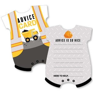 Big Dot of Happiness Dig It - Construction Party Zone - Baby Bodysuit Wish Card Baby Shower Activities - Shaped Advice Cards Game - Set of 20 - 1 of 4
