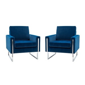 Set of 2 Idmon Contemporary Tufted Wooden Upholstered Club Chair with Metal Legs for Bedroom and Living Room Club Chair| ART OF LIVING DESIGNS - 1 of 4