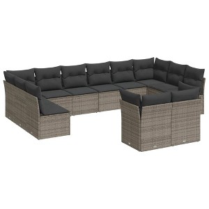 vidaXL 12 Piece Patio Sofa Set with Cushions - Gray Without Table - 1 of 4