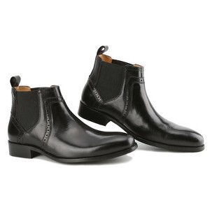 Gino Vitale | Men's Handcrafted Genuine Leather Chelsea Brogue Dress Boot - 1 of 3