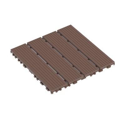 GlasFlength Carpet Tiles 44 Pack 12" Interlocking Deck Tiles, Grain Pattern Waterproof Outdoor Flooring for Patio Balcony, Brown, 12"*12"*0.8"