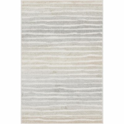 Light Gray and Beige Rectangular Synthetic Outdoor Rug 4' x 6'