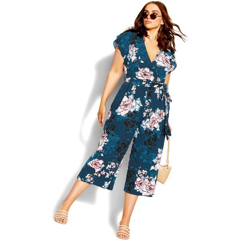 Blakely faux-wrap dressy jumpsuit - blossom / xsmall