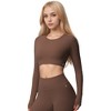 Anna-Kaci Active Women's Active Crop Top with Crew Neckline Seamless Stretch Fit and Thumbhole Cuffs - 3 of 4