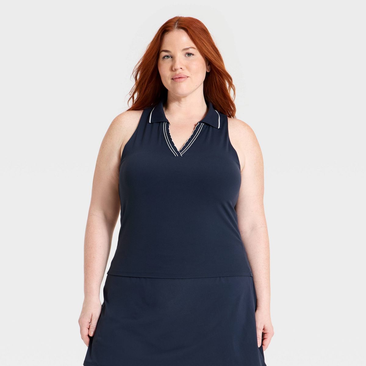 Women's Everyday Soft Tipped Scallop Polo Support Tank Top - All In Motion™ - thumbnail 6