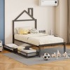 Okak Platform Bed Frame with House-Shaped Headboard and 2 Drawers Metal Storage Bed No Box Spring Needed Easy Assembly - 2 of 4