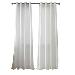 Olivia Gray Nancy Elegant Faux Silk Grommet Curtain Panel 54" x 63" each - White - 1 of 4