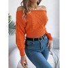 Coolmee Women Off Shoulder Sweaters Long Sleeve Cable Knit Cropped Going Out Fall Tops Blouse - 2 of 4