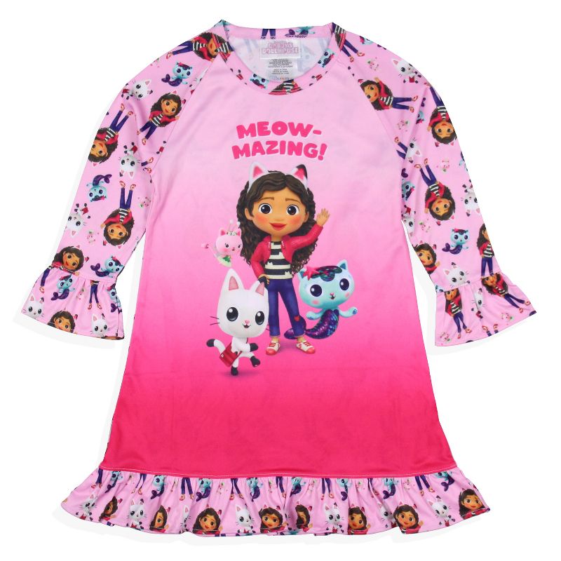 Gabby's Dollhouse Toddler Girls' Meow-Mazing! Sleep Pajama Dress Nightgown Pink, 1 of 6
