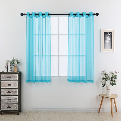 Image of GoodGram Montauk Accents 2 Piece Grommet Top Summery Sheer Voile Window Curtain Panels For Small/Short Windows - 45 in. Long - Turquoise