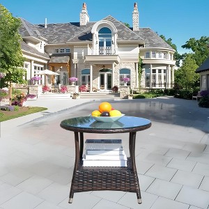 Sapphtopaz Modern Outdoor End Table Outdoor Side Table, Patio Table Small Table for Backyard, Balcony, Porch - 1 of 4