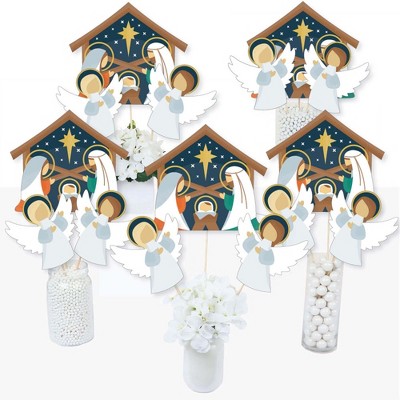 Big Dot of Happiness Holy Nativity - Manger Scene Religious Christmas Centerpiece Sticks - Table Toppers - Set of 15