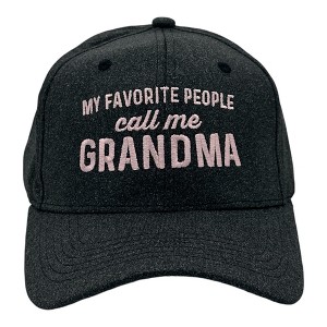 My Favorite People Call Me Grandma Hat Funny Sarcastic Mothers Day Cap - Crazy Dog Black Standard - 1 of 4