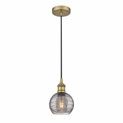 Athens Deco Swirl - 1 Light Mini Pendant In Industrial Style-8.75 Inches Tall and 6 Inches Wide