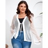 Women's Plus Size Knit Open Front Cardigan Hollow Out Summer Cardigan - 2 of 4