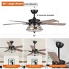 Parrot Uncle 52" Modern Black Glass Ceiling Fan with Light and Remote - 3 of 4