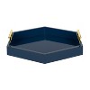 Kate and Laurel Lipton Tray, 18x18, Navy Blue and Gold - 2 of 4