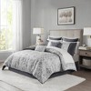 Madison Park 12pc King Grace Jacquard Comforter Set with Bed Sheet Silver - 2 of 4