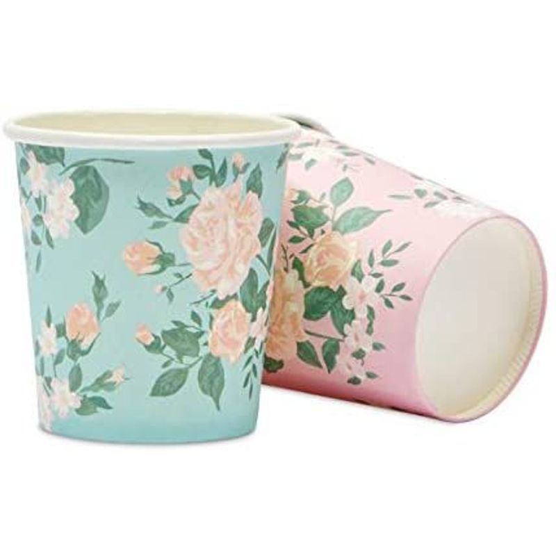 Sparkle and Bash 100 Pack Floral Disposable Paper Bathroom Cups, Espresso Cups, 2 Designs, 4 oz, 4 of 6