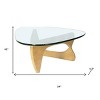 HomeRoots 54" Clear and Natural Glass and Wood Triangle Abstract Coffee Table - 3 of 4