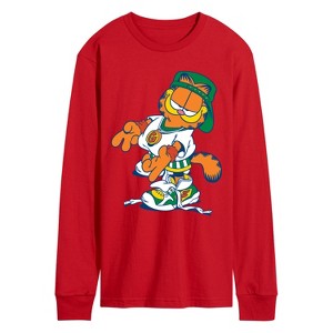 Men's - Garfield - Street Fashion Peace Pose Long Sleeve Graphic T-Shirt - 1 of 2