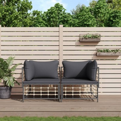 Sectional Corner Sofas with Cushions 2 pcs Poly RattanvidaXL
